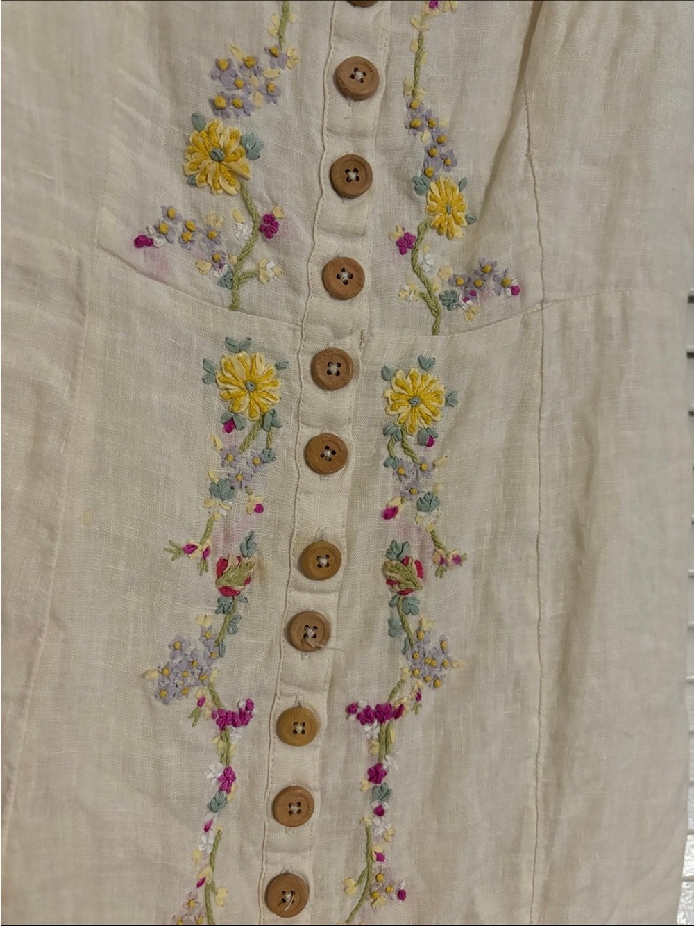 Free People  Embroidered Button Front Midi Dress size S - Picture 5 of 10